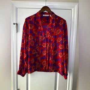 Vintage Laura & Jayne Bold Floral Blouse Sz16 Careerwear Colorful Abstract 80/90